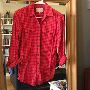 Soft red plaid button down, size XS